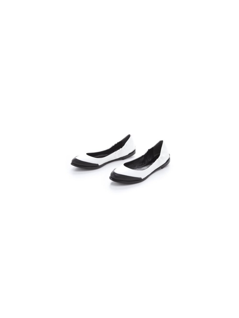 Rachel Roy Isabel Flat White Black Ballet Flat Elastic Contrast Panel at Toe